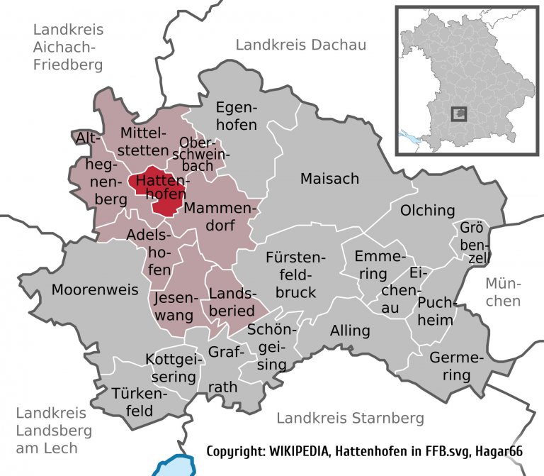 Grossansicht in neuem Fenster: Übersichtsplan - Lage der Gemeinde Hattenhofen