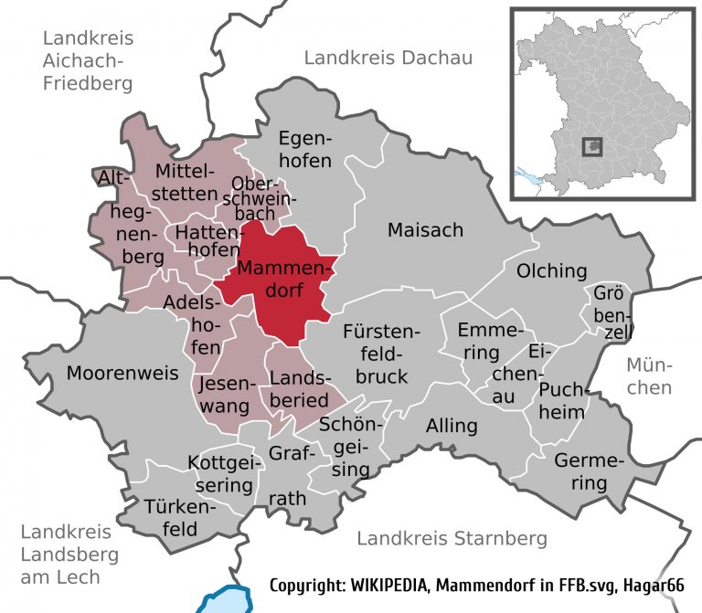 Grossansicht in neuem Fenster: Übersichtsplan - Lage der Gemeinde Mammendorf